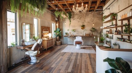 Fototapeta premium Sustainable beauty salon using all natural products and energy efficient equipment