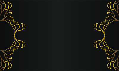 gold botanical ornament design on black background