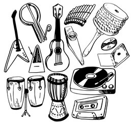 Music and instruments - vector illustration set