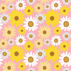 Wild flowers marigold and daisy pattern design