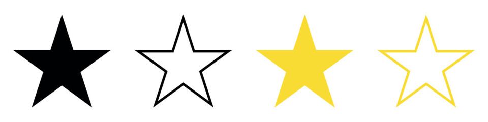 Vector stars set. Black and gold star icons isolated on transparent background. Vector illustration