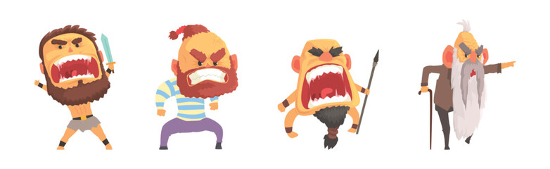 Angry and Exasperated Man Character Shouting and Yelling Vector Set