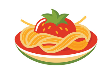 Spaghetti with tomato sauce icon, vector illustration on white background