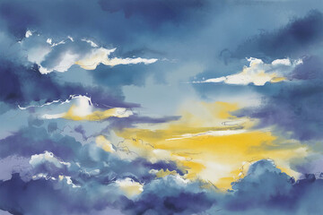 Naklejka premium ink wash painting depicting a delicate dawn sky