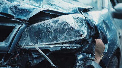 Damaged Car Headlight After Accident