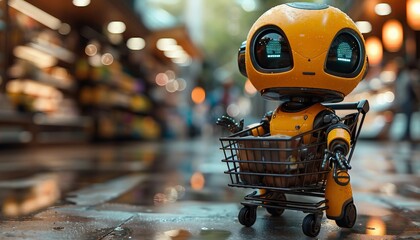 Fototapeta premium 3D Chatbot Assistant for E-Commerce Platforms, 3D chatbot assistant integrated into an e-commerce platform.