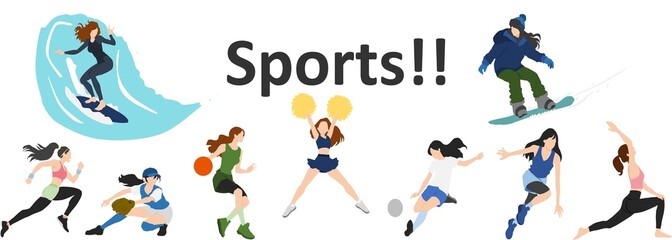 スポーツをする女性たちのイラスト