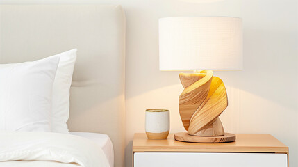Lamp decor for stylish bedroom with wooden design and cozy ambiance