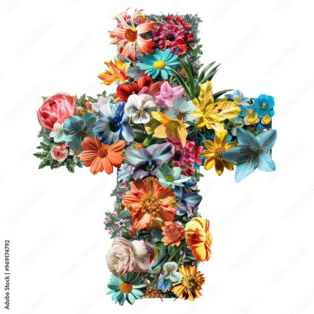 Sticker flower collage cross icon pattern flower accessories.