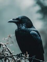 Fototapeta premium raven isolated on paper background