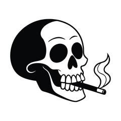 a skull with a skull and a cigarette in it