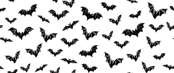 Halloween, bat hand drawn pattern.	
