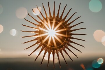 Radiant Sunburst with Stunning Bokeh Effects on White Background