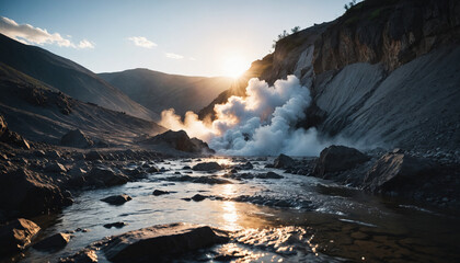 Hot Springs Roams in Cloudy Summer: The Scout's Trek Overwhelmed in Landslide