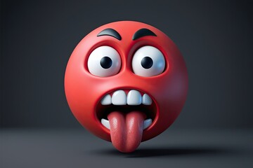 3D Startled Frightened Emoticon Design with Trembling Mouth