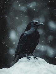 Fototapeta premium raven isolated on winter background