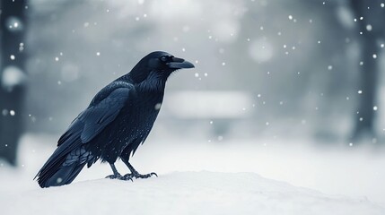 Fototapeta premium raven isolated on winter background