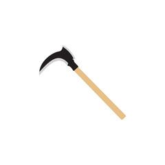 Axe and Sickle vector illustration isolated on white background. Gardening tool and equipment