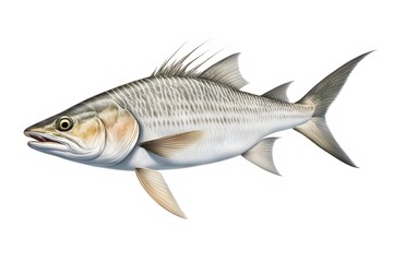 Fototapeta premium Bonefish fish on white background, Ai Generated