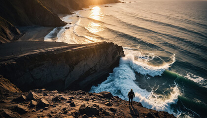 Ocean Roams in Cloudy Summer: The Traveler's Passage Engulfed in Landslide