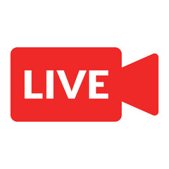 Streaming icon representing live broadcasting, showcasing a red symbol with the word live displayed prominently