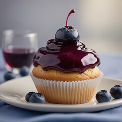 Baked decorated cupcake delicious cup cake sweet food dessert muffin birthday snack celebration icing frosting chocolate bakery cream homemade white candy sprinkle background horizontal photography