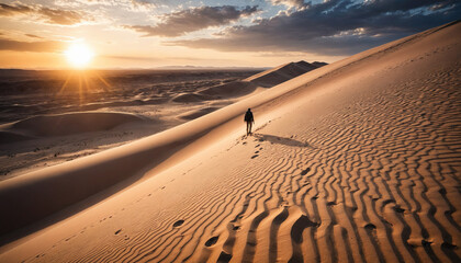 Sand Dunes Secrets in Cloudy Summer: The Seeker's Jaunt Engulfed in Landslide