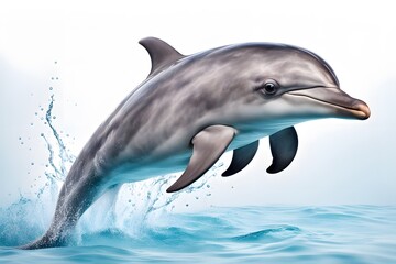 Fototapeta premium Bottlenose dolphin animal on white background, Ai Generated