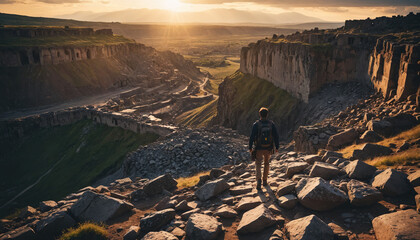 Ancient Ruins Roams in Cloudy Summer: The Seeker's Sojourn Surrounded in Landslide