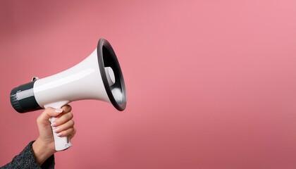 Man using a megaphone to address a group.