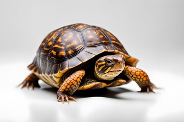 Fototapeta premium Box turtle on white background, Ai Generated