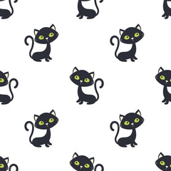 seamless pattern with black cat