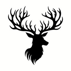 Deer Silhouette with Antlers for T-Shirt Graphics and Logos