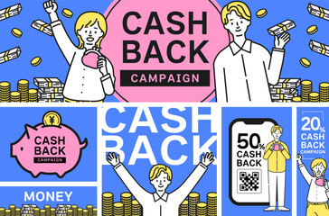 Obraz premium お金と人物のイラストセット_2