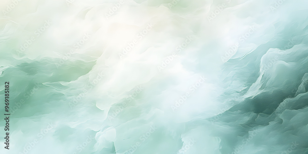 Wall mural Light pastel green water color abstract background, ai generated