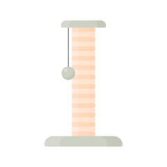 Cat scratching post in cartoon style on a white isolated background. Useful toy for pets.