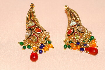 Stone studded jewelry. Earrings.