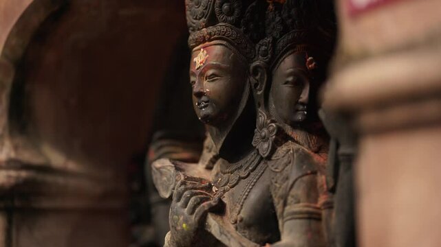 
Statue of Hindu God Yama Raj in Temple of Nepal, Deity of Hindu God on the Wall of the Temple