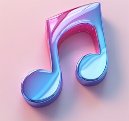 3D music icon of blue and pink on a white background.