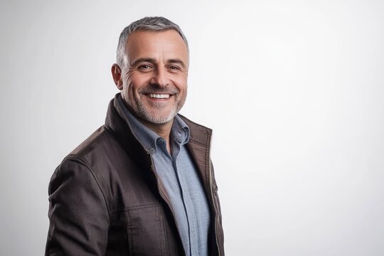 Business portrait of confident businessman. Entrepreneur in jacket smiling, Happy mid adult, mature age man standing, smiling,with generative ai