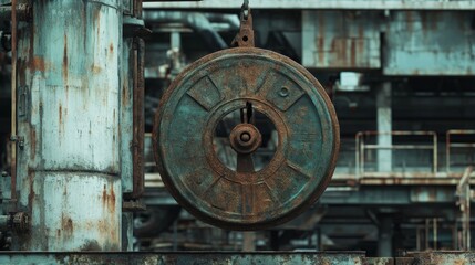Fototapeta premium Deteriorated Alarm Gong in Abandoned Industrial Setting