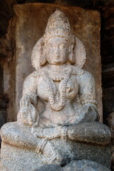 Lord Vishnu in Padmasana mudra. KHIDRAPUR -The Kopeshwar (shiva) Temple - located in Kolhapur...