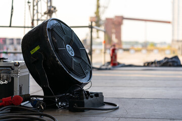 Large industrial ventilator on a concert stage used for ventilation and special effects during live performance