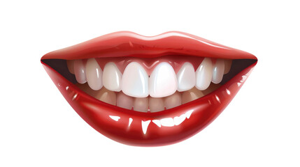 Female mouth with shiny healthy white teeth on transparent background 