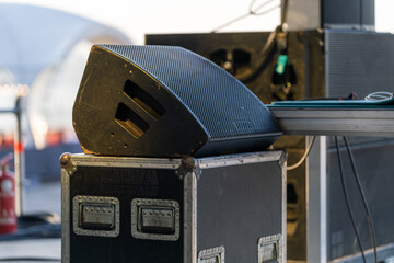 Professional sound system on a concert stage for high-quality audio during live performances