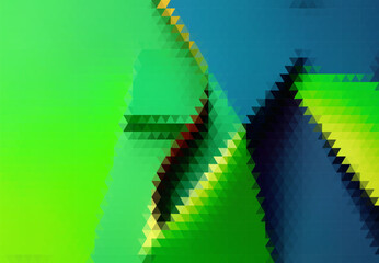 A green and blue abstract image with triangles and squares