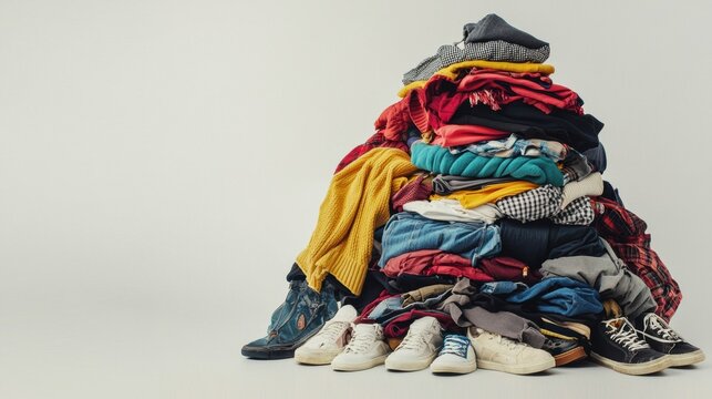 Colorful Pile of Assorted Clothing and Textile Items
