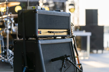 Professional sound system on a concert stage for high-quality audio during live performances