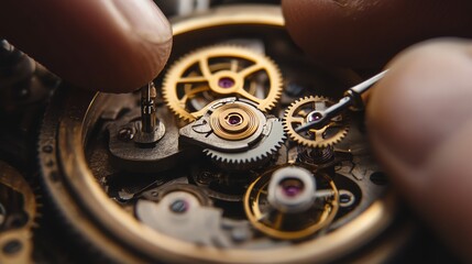 A watchmaker uses a screwdriver to repair a watch movement.