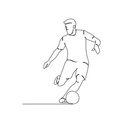 Soccer players, Continuous one line drawing, playing football simple line art vector design.